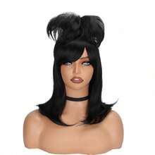 Lydia Deetz Inspired 40.64cm Black Bob Wig With Claw Clip- Heat Resistant Synthetic Hair For Halloween, Christmas Cosplay - Black - View 12