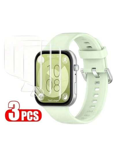 3 piezas de película protectora de pantalla de TPU transparente para Watch Fit3/Fit4, protector de pantalla de hidrogel amigable con la piel, resistente a los arañazos, regalo perfecto para novio/novia en Navidad, cumpleaños o vuelta al colegio