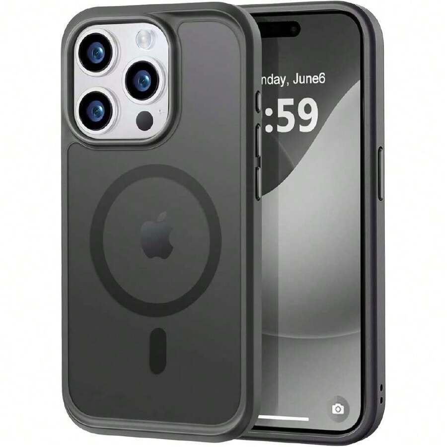 - Strong Magnetic Case For IPhone 14 Pro, Compatible With MagSafe, Military Grade 13ft Drop Protection] Slim Matte Translucent Shockproof Case For 6.1"  14 Pro, 41920748 - Black - View 1