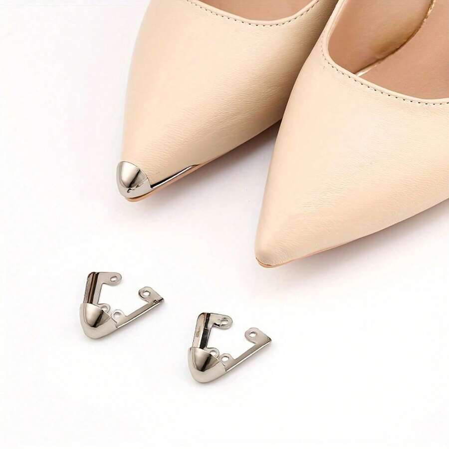 Anti-Pedestal Metal Toe Caps Set Of 2 Pieces, Essential For High Heels, Durable And Fashionable, Available In 3 Colors - Gold Two-piece Set - View 1