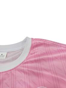 意大利那不勒斯风格男士足球/运动球衣及圆领舒适运动上衣，适合比赛、训练、休闲和度假穿着，粉色春季礼物 - 粉色 - 查看 5