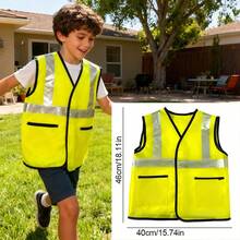 Children's Engineer Role Play Costume Vest, Multi-Person Pretend Play Costume Prop, Costume Includes Two Pockets, Suitable For Holiday Gatherings, Boys' Ideal Dress-Up Costume, Halloween Costume, Unisex, Great As Children's Birthday Gift, Holiday Gift, Halloween Gift, Surprise Gift, Party Gift, Christmas Gift - Yellow - View 7