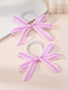2pcs/10pcs Girls Polka Dot Ruffle Bow Hair Scrunchies Set, Suitable For Daily Decoration - 彩色 - 查看 3