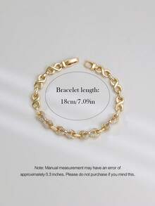 1pc 14K Gold Hollow-Out Elegant Infinity Symbol Bracelets ORO Laminado Suitable Unisex Combine Well With Any Outfit - Gold - View 10