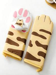 1pc Microwave Oven Glove, Cute Cat Paw Pattern, Oven Mitt, Heat Resistant Non-Slip, Baking Kitchen Supplies, Holiday Party Kitchen Tools And Equipment, Essential Home Kitchen Items, Easy To Store And Organize - View 4