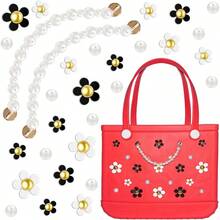 Charms Daisy Flower Charms Decoration Bogg Bags, Compatible With Simply Rubber Beach Tote Bag Accessories Charm, Lovely Pearl Bag Insert Birthday Favors (30 Pcs) - 預設 - 查看 1