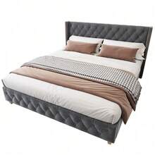 Bed Bases & Foundations - Grey + Velvet + 160cm*200cm - View 5