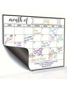 1pc Magnetic Fridge Calendar Planner - Strong Magnetic Back, Smooth Surface For Easy Writing, Two Size Options, Practical Event Reminder Board, Durable Whiteboard - Suitable For Kitchen Organization, Meal Planning, Family Schedule, Daily Reminders And Notes On Fridge, Kitchen Tools; Refrigerator; Kitchen & Dining; Home Decor; Holiday Gift - A - View 2