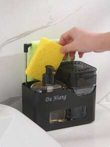 3pcs-4 In 1 Kitchen Soap Dispenser Set, Includes Liquid Hand Soap, Dish Soap, Soap Holder With Sponge & Cloth Rack, Suitable For Kitchen Sink, Bathroom, Vanity - Multicolor - View 4