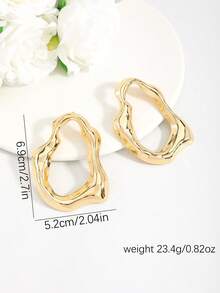 1 Pair Fashion Metal Pendant Earrings, Fish Shape Geometric Hollow Ear Accessories, Suitable Women Vacation Date Birthday Gift Daily Party Casual Wear - Hollowed-out Geometry - View 9