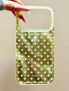 Luxury Shiny Minimalist Star Phone Case Suitable For IPhone 17Pro Max, 17Pro, 17, 17Air, 16Pro Max, 16Pro, 16, 15Pro Max, 15Pro, 15, 15Pro Max, 14, 13, 12, 11 And Other Models, Cute Shockproof Phone Case - Yellow - View 4