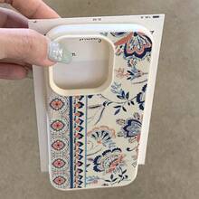 1pc TPU Material Retro Exotic Floral Pattern Phone Case Compatible With Iphone 17 Pro Max/17/16 Pro Max/15/13/12/11, S20 FE/A15/S24/A55, Note 11/Note 12/Note 13 Pro, Full Coverage Anti-Drop Soft Protective Phone Cover,International Version, Not The Domestic Version - White - View 3