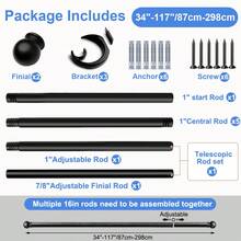 1 Set Batang Gorden Hitam, Panjang Berkisar Dari 34 Inci Hingga 146 Inci, Diameter 1 Inci. Set Batang Gorden Dekoratif, Dapat Diatur, Kokoh, Tahan Lama, Cocok Untuk Gorden Kamar Tidur Dan Ruang Tamu. - Bola berbentuk bulan sabit - View 16