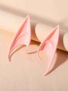1 Pair Fashionable Minimalist Exaggerated Elf Ear Shaped Plastic Earrings For Parties And Festivals - Pink - View 2