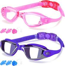 Adjustable Strap Swim Goggles Anti-Fog & Waterproof Seal - 5.pink & Sapphire - View 13