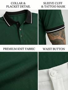 GRDR Men's Fashionable Polo Short Sleeve T-Shirt | Exquisite Design | Summer Essential | Easy To Match | Showcase Your Style - Green - View 9