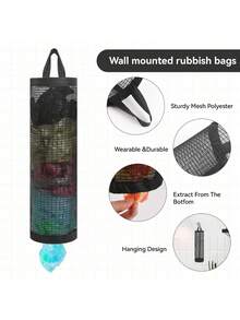 Wall-Mounted Multi-Pocket Storage Bag, Hanging Plastic Bag Holder For Shoes, Garbage Bags, Space-Saving And Practical For Kitchen, Entryway, Wardrobe, Durable Fabric Storage Solution For Dining Room, Office, Home Decor, Mother's Day Gift - Multicolor - View 9