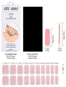20pcs Semi-Cured Gel Nail Strips, Pink Glitter, Suitable For Any Nail Lamp, Salon Quality, Long-Lasting, Easy To Apply And Remove - Baby Pink - View 2