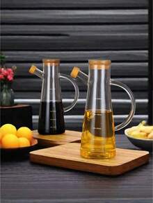 1 chai thủy tinh đựng dầu ô liu dung tích 25,36oz/33,81oz, chai dầu thủy tinh cao cấp thiết kế trong suốt | Dụng cụ phục vụ ăn uống dùng cho salad, chiên, nướng - BBQ ngoài trời | Bình đựng dầu ăn cho nhà hàng - Xem 2