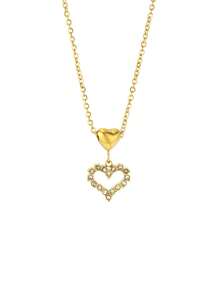 Pendientes casuales con forma de corazón de acero inoxidable, resistentes a la decoloración - Dorado - Ver 4