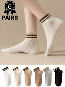6 đôi tất cổ ngắn kẻ sọc kiểu retro unisex - Thiết kế thoáng khí, co giãn cao, thoải mái khi mang hàng ngày, phù hợp cho mua sắm, leo núi, thể thao và du lịch, vật dụng thiết yếu cho mọi mùa, món quà tuyệt vời cho Ngày của Cha, Ngày của Mẹ, Giáng sinh và bạn bè. - Nhiều màu - Xem 9