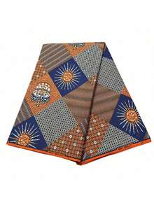 1/3/6 Yards Polyester African Wax Print Fabric, Brown Geometric Pattern, Authentic Angola Batik Fabric, Party Decoration Fabric With Large Stone Batik Print - Crown Geometry - View 8