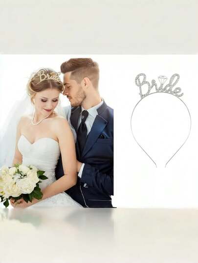 1 pieza Diadema de moda creativa de aleación con letras "Novia" - Accesorio para el cabello para fiesta de soltera, accesorio para el cabello nupcial para festival