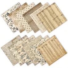 12 tờ giấy nền nghệ thuật cổ điển dùng cho sổ lưu niệm - Họa tiết hoa và bản nhạc retro, giấy thủ công trang trí cho sổ lưu niệm, nhật ký, gấp giấy origami, làm thiệp và trang trí album ảnh. - A - Xem 3