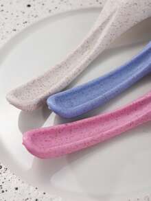 4件套小麦秸秆儿童及成人小勺，创意可爱防滑防烫餐具 - 彩色 - 查看 5