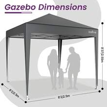 loefme 2.5x2.5m Pop Up Gazebo Waterproof Outdoor Canopy Tent Heavy Duty Metal Frame No Sidewalls With Carrying Bag - Xám - Xem 7