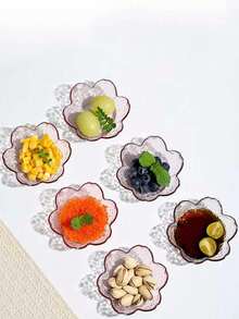 2/4/6pcs Cherry Blossom Sauce Plate Set, Pink Cherry Flower Crystal Plastic Appetizer Plate, Dipping Bowl, Tasting Plate, Serving Plate, Seasoning Dish, Small Bowl, Ice Cream Snack Soy Sauce Seasoning Plate - Multicolor - View 3