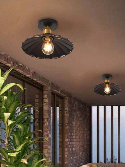 1pc Vintage American Style Ceiling Light, Suitable For Foyer, Hallway, Dining Room, Bedroom, Corridor, Balcony, Garage, Billiard Table, E27 Socket, Hard-Wired, Bulb Not Included