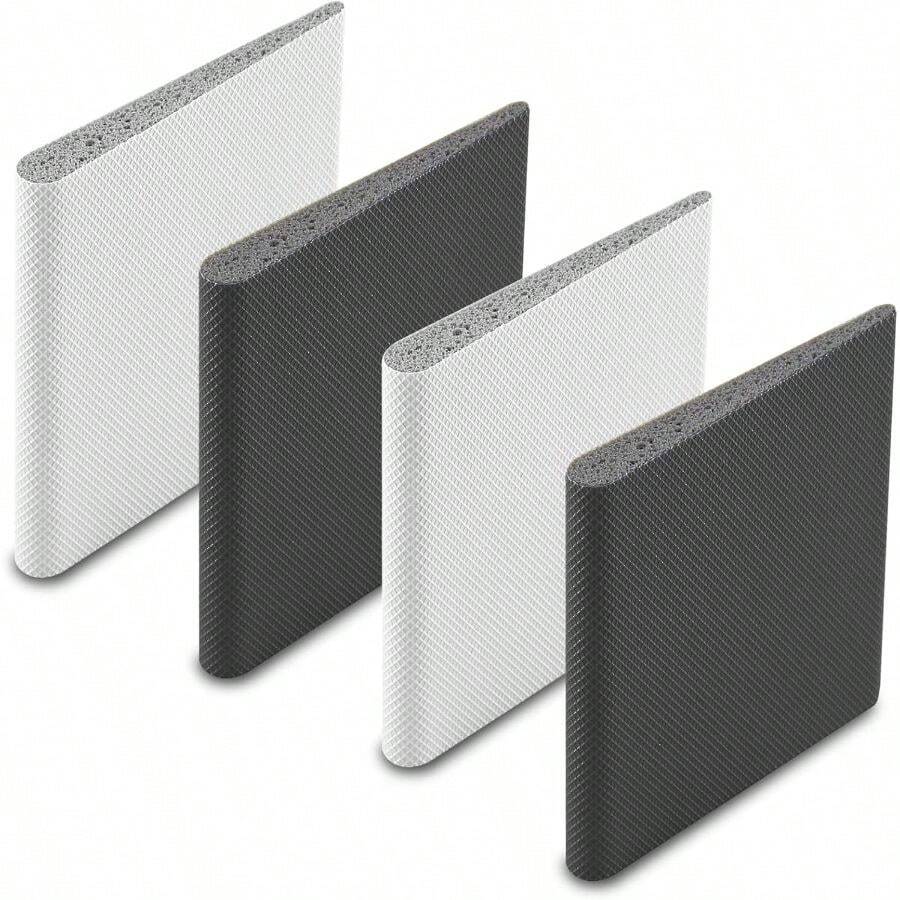 4 Pcs Door Corner Seals, Exterior Door Jamb Frame Seal, Self - Adhesive Wedge Draft Stoppers Foam Pads Weather Stripping Noise Isolating (White Black) - 4 PCS + White/Black - View 1