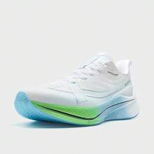 XTEP 男士休闲经典白/粉蓝色跑步鞋，适合日常穿着 - 經典白/微波藍 - 查看 1