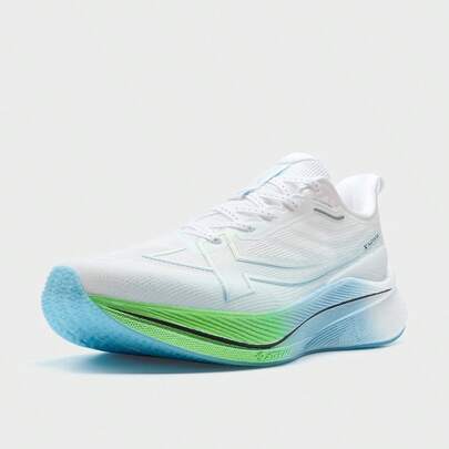  XTEP 男士休闲经典白/粉蓝色跑步鞋，适合日常穿着