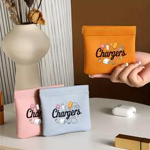 Bolsa organizadora impresa para cargadores y cables - Disponible en múltiples colores (rosa, verde, amarillo, azul) - Un organizador de bolso para cables de datos/unidades USB/baterías portátiles y teléfonos móviles, adecuado para la oficina, viajes, etc. - Amarillo - Ver 2