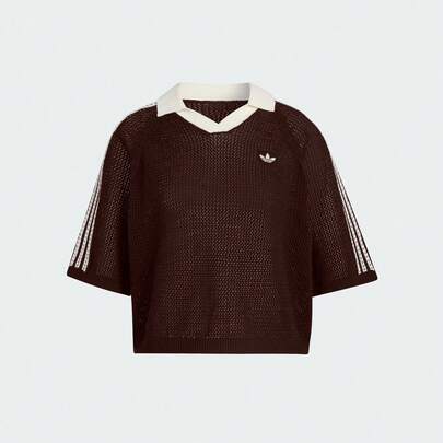 Adidas Originals Women's Crochet Polo Collar Knit Top