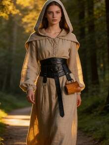 3pcs Renaissance Fair Props, Medieval Style PU Leather Set Including Belt, Cup Holder And Skirt Hoop, Halloween Fantasy Cosplay Party Supplies, Holiday Accessories - Multicolor - View 8