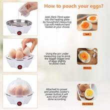 1pc Egg Cooker Layered, Auto Shut-Off Steamer, Mini Multi-Function Egg Boiler, 7 Eggs Single Layer/14 Eggs Double Layer, Small Breakfast Maker, Rice Cooker, Suitable For Dorm, Home, Office, Efficient & Time-Saving - Multicolor - View 7