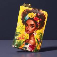 Porta carte a fisarmonica vintage con motivo di una , tasca singola con cerniera, sacchetto per riporre carte e monete, borsa portatile. - 15 - Visualizzare 26