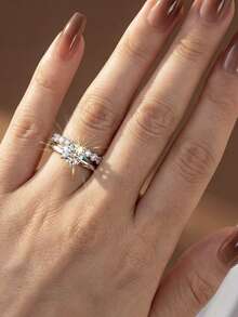 1pc Lightweight Luxury Zirconia Ring, 925 Sterling Silver Basic Single Ring, Exquisite Jewelry, Suitable As Gift For Girl's Birthday, Prom And Other Occasions - Style 1 - View 3