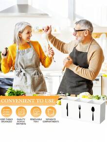 Multi-Function Kitchen Utensil Storage Rack - Space-Saving Plastic Cutlery Holder Box For Storing Spoons, Knives And Forks, For Kitchen Countertop And Drawer, Suitable For Home, Dining Room And Tabletop - Multicolor - View 3