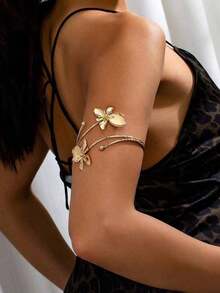 1 pieza Brazalete de mujer con colgante calado de moda, elegante atuendo de resort - Oro - Ver 2