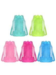 1个/2个格子背包，带肩带，可作沙滩包、洗漱包、抽绳口袋、旅行洗漱包、家居收纳袋、玩具整理袋、游泳包 - 均碼 - 查看 13