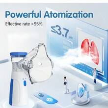 1pc Portable Mini Quiet Handheld Nebulizer, Ultrasonic Nebulizer, Medical Grade Nebulizer - Blue and White - View 3