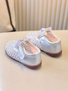 1 Pair Mesh Bow Baby Shoes, Soft Sole Breathable Toddler Princess Shoes, Cute Walking Shoes - Silver - View 5