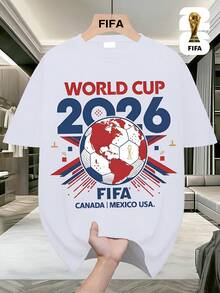 2026 World Cup T-Shirt For Men & Women - USA-Themed Football Jersey With Iconic Print, Unisex Couple Matching Design, Machine Washable Round Neck Tee Suitable For Fitness, Matches, Running, Swimming - Birthday Gift For Soccer Fans - trắng - Xem 1