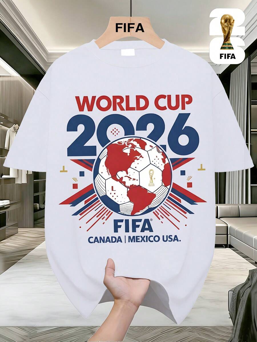 2026 World Cup T-Shirt For Men & Women - USA-Themed Football Jersey With Iconic Print, Unisex Couple Matching Design, Machine Washable Round Neck Tee Suitable For Fitness, Matches, Running, Swimming - Birthday Gift For Soccer Fans - trắng - Xem 1