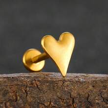 1pc ASTM F136 Titanium 16/18G Sharp Heart-Shaped Cartilage Tragus Labret Lip Stud Earring Helix Conch Flat Back Threadless/ Internal Thread Stud Piercing Jewelry For Women Men - Heart-shaped - View 18