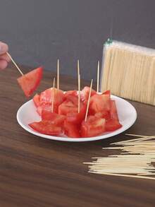 100/300/500pcs Flat-Ended Bamboo Picks, Handmade Bamboo Sticks, Suitable For Removing Food Debris After Meals - Primary Color - View 8